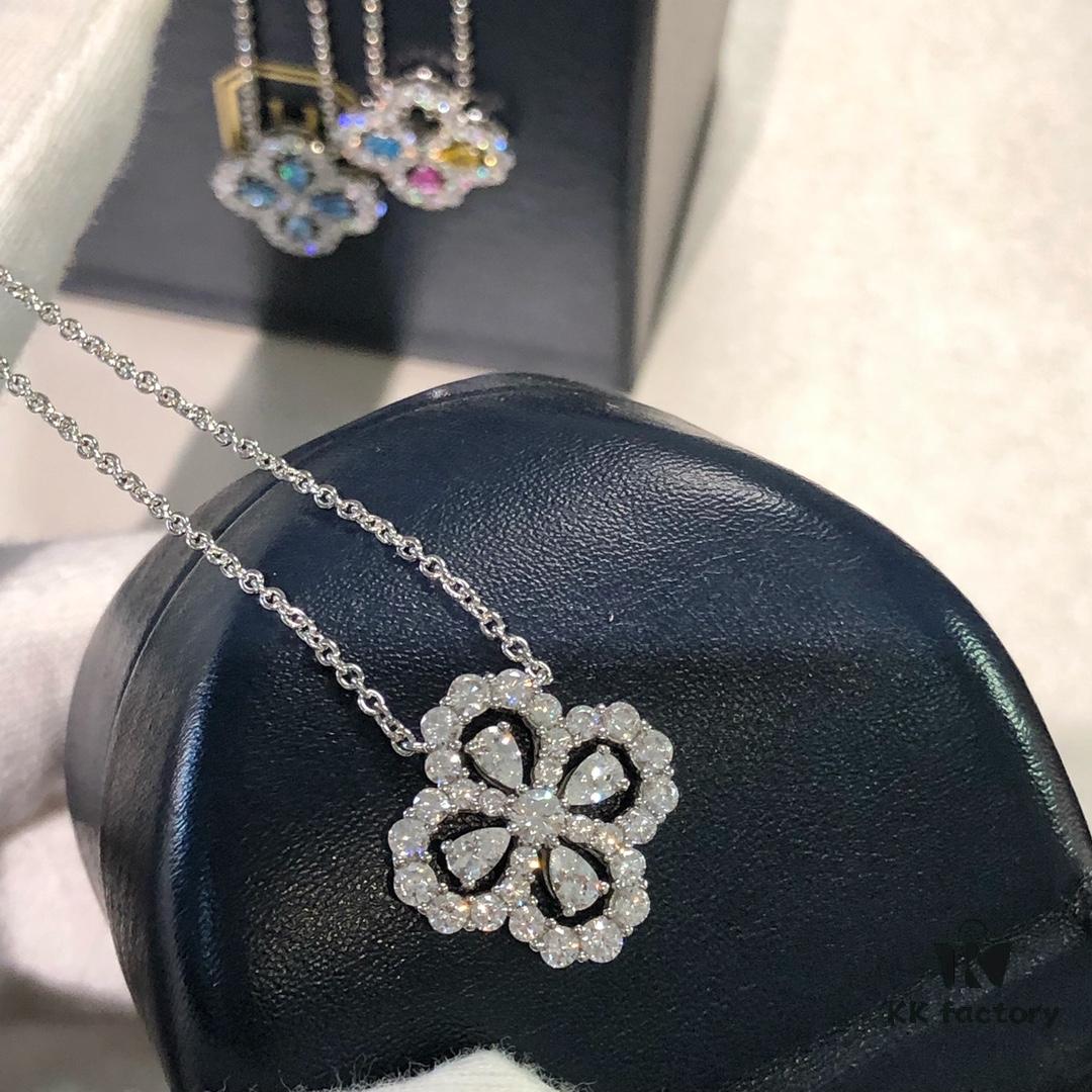 HW Diamond Loop Series Gemstone Necklace, ZP Development Version - Bestselling Teardrop White Diamond Style