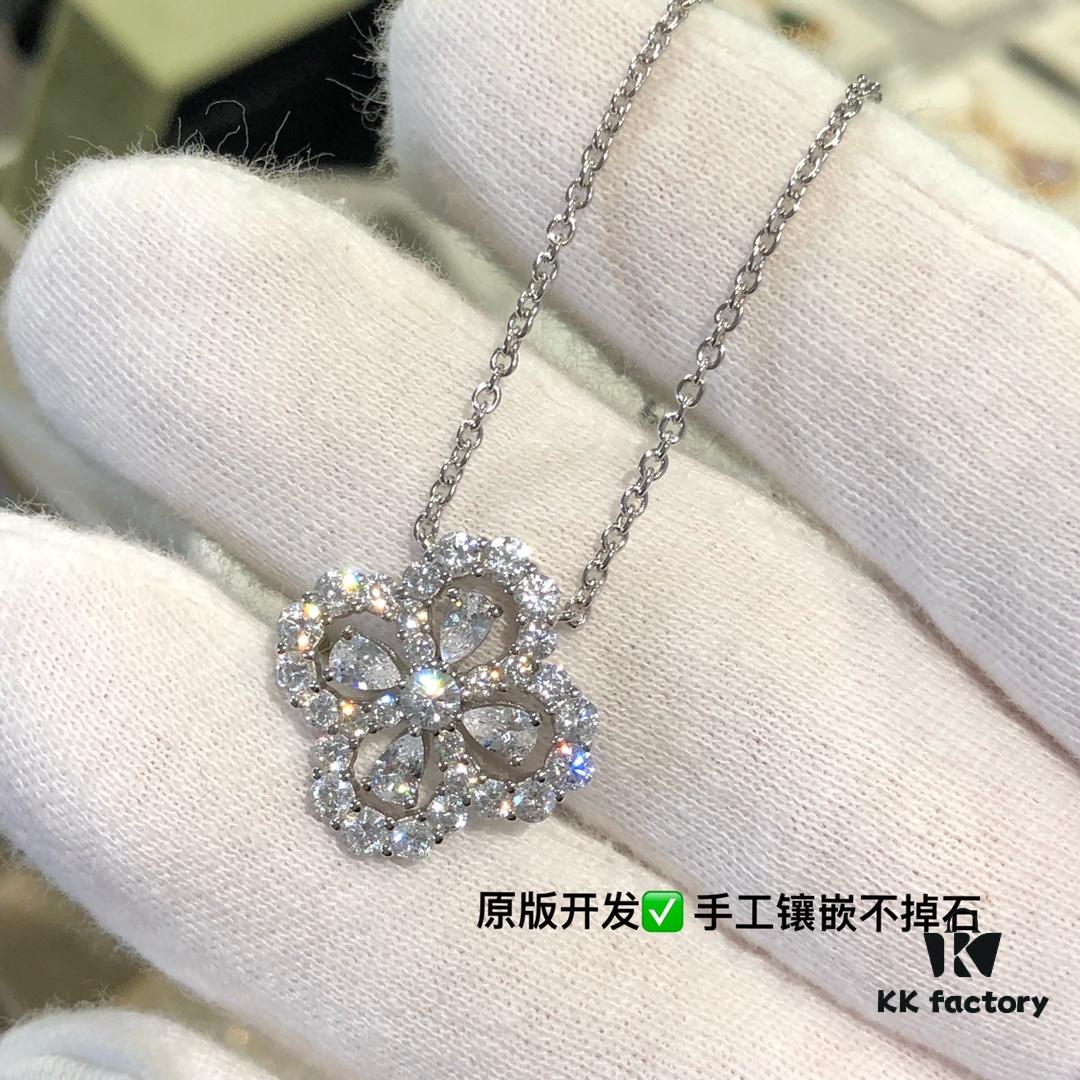 HW Diamond Loop Series Gemstone Necklace, ZP Development Version - Bestselling Teardrop White Diamond Style