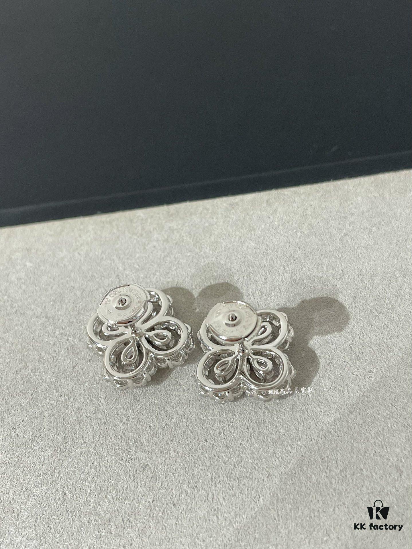 HW Diamond Loop Clover Stud Earrings, ZP Development Version! Crafted in S925 Sterling Silver with Thick Gold Plating