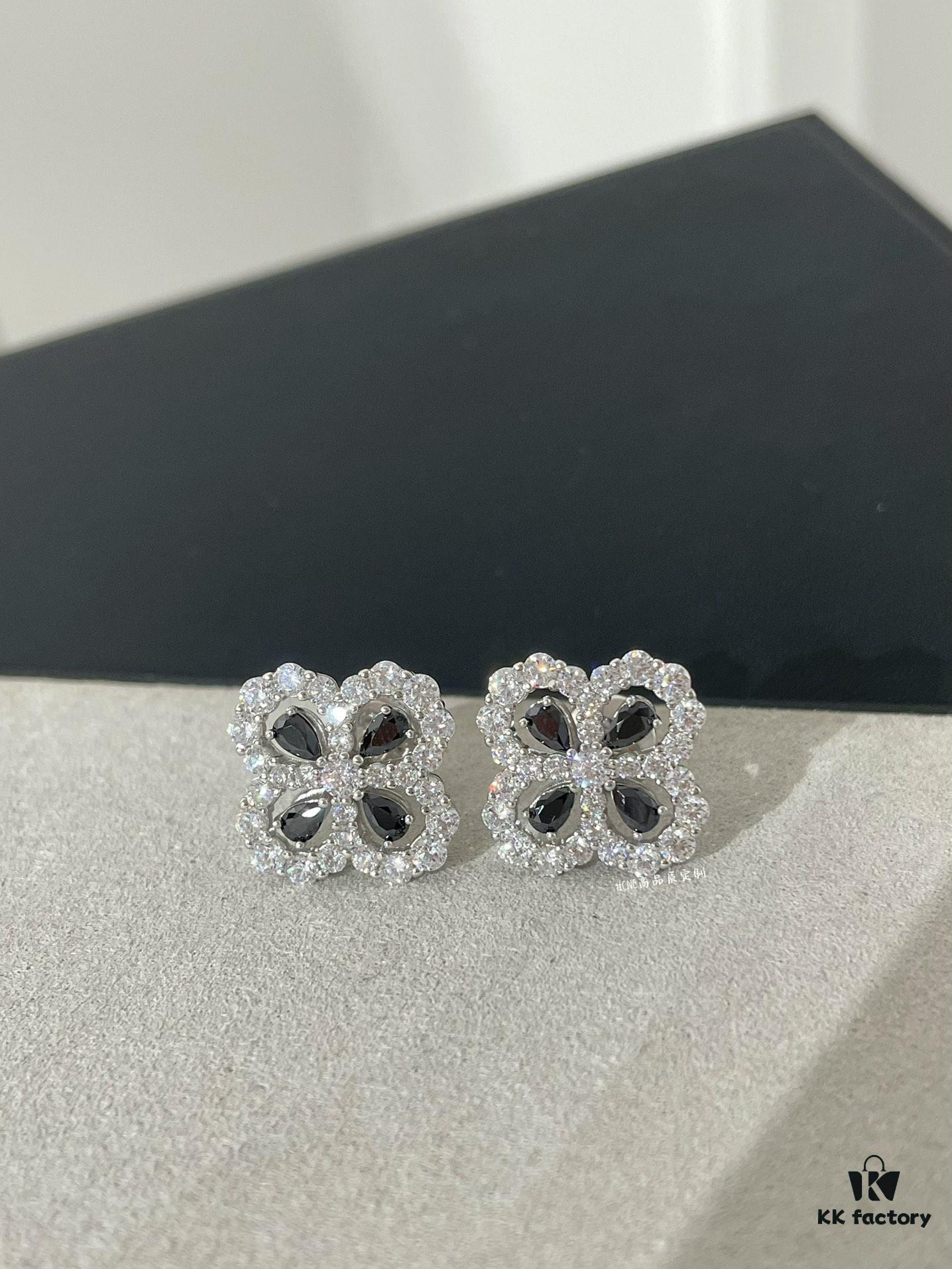 HW Diamond Loop Clover Stud Earrings, ZP Development Version! Crafted in S925 Sterling Silver with Thick Gold Plating