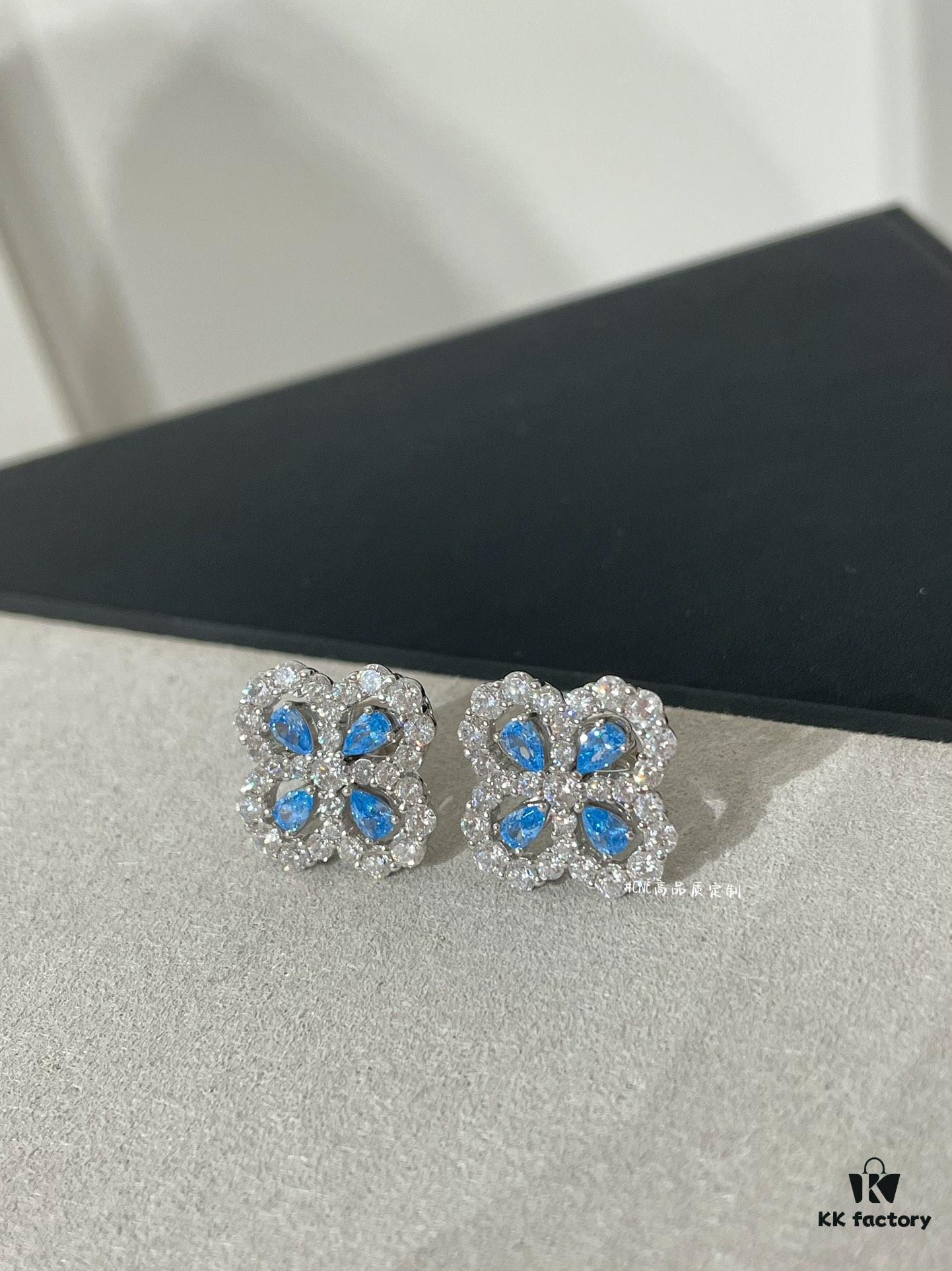 HW Diamond Loop Clover Stud Earrings, ZP Development Version! Crafted in S925 Sterling Silver with Thick Gold Plating