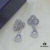 Harry Winston Classic Clover Full Diamond Stud Earrings, Exquisitely Crafted, Identical to Original Design, Worn by Celebrities, Stunningly Beautiful, Luxurious and Elegant