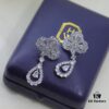 Harry Winston Classic Clover Full Diamond Stud Earrings, Exquisitely Crafted, Identical to Original Design, Worn by Celebrities, Stunningly Beautiful, Luxurious and Elegant