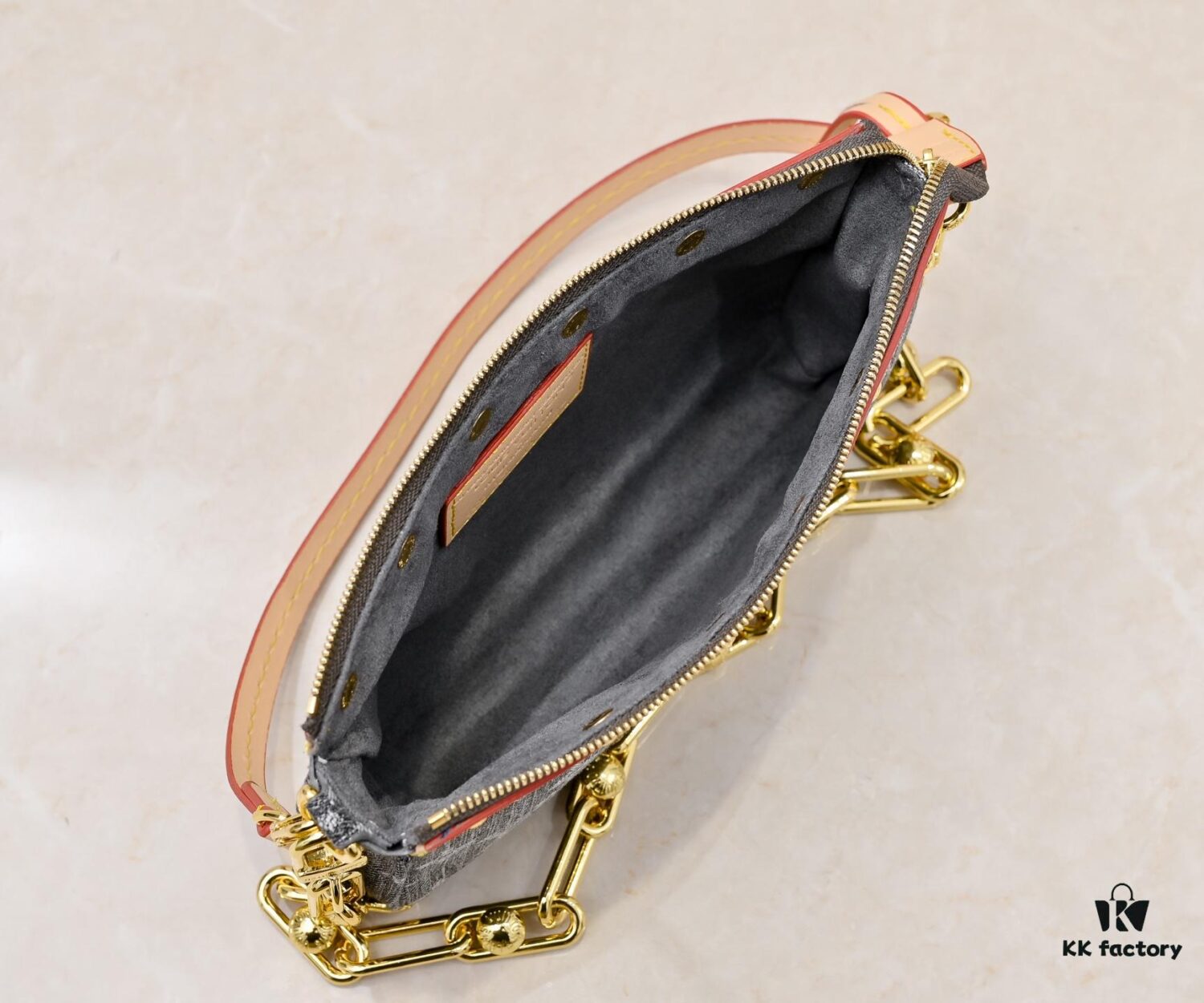 M13404 Denim Coated Canvas Pochette Accessoires Bag with Multicolored Monogram Pattern