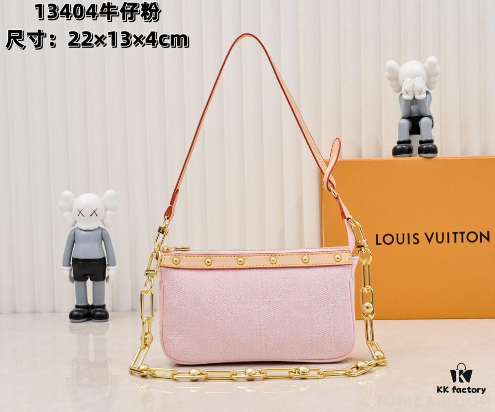 M13404 Denim Coated Canvas Pochette Accessoires Bag