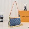 M13404 Denim Coated Canvas Pochette Accessoires Bag with Multicolor Monogram Pattern