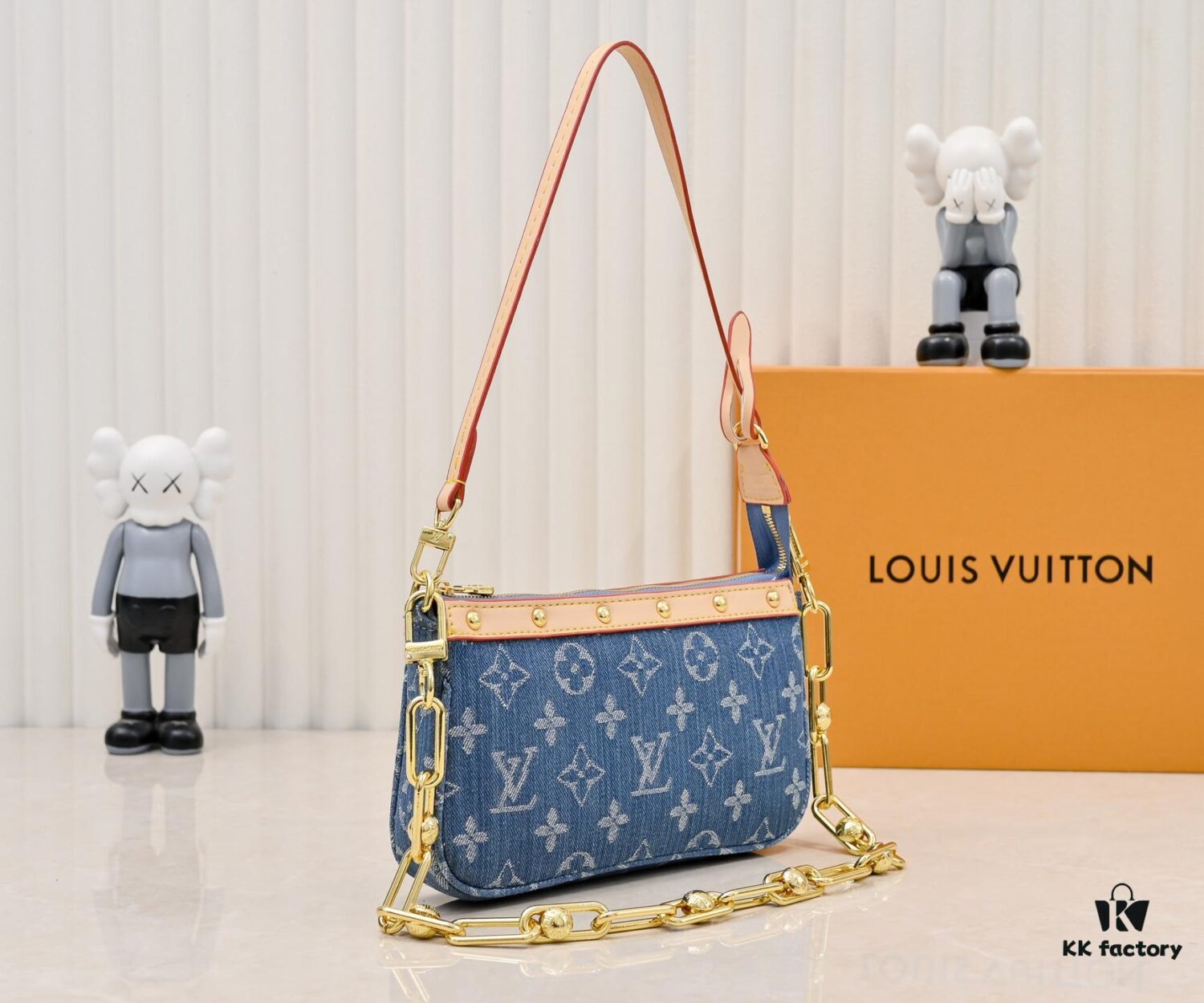 M13404 Denim Coated Canvas Pochette Accessoires Bag with Multicolor Monogram Pattern