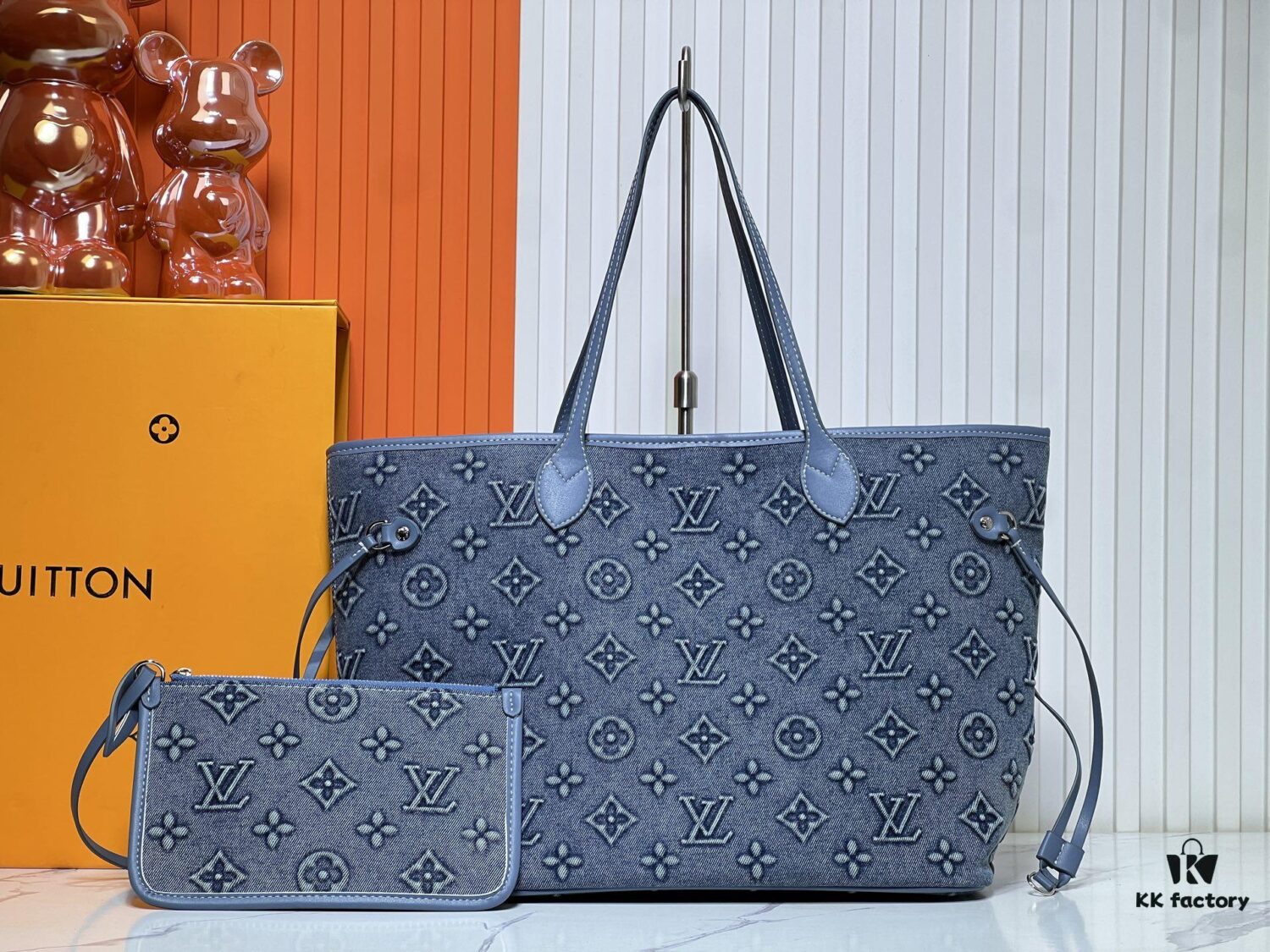 Upgraded Original M40995 Embossed Denim Neverfull Tote Bag💋💋Louis Vuitton New Version of the Iconic Handbag