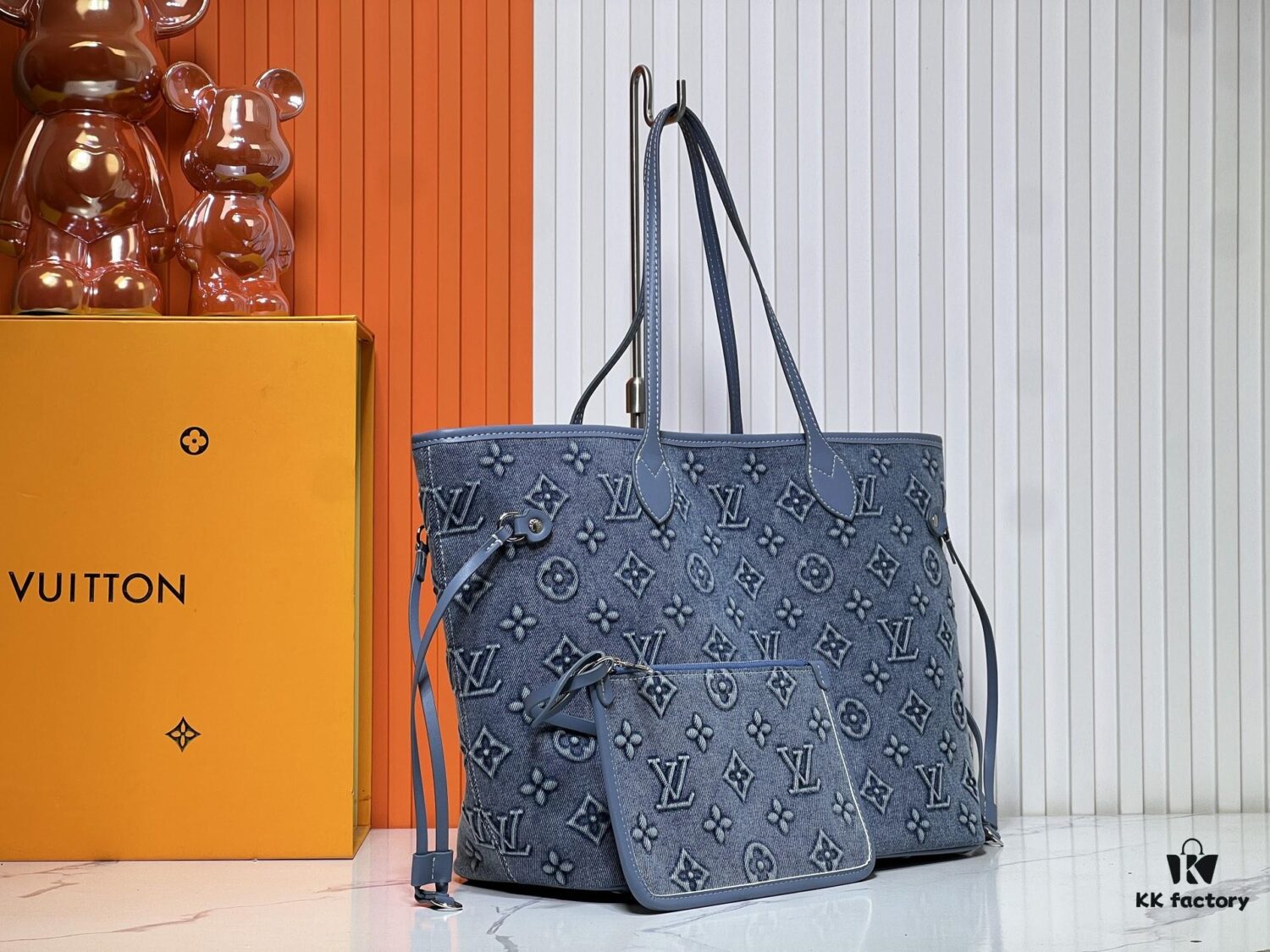 Upgraded Original M40995 Embossed Denim Neverfull Tote Bag💋💋Louis Vuitton New Version of the Iconic Handbag