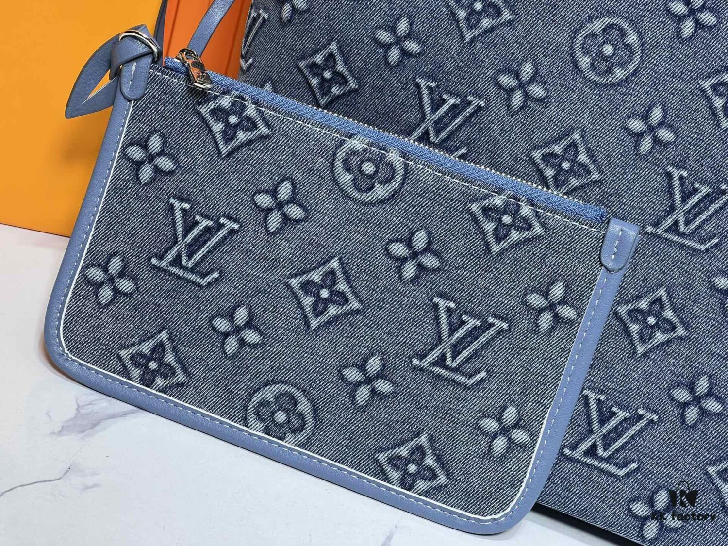 Upgraded Original M40995 Embossed Denim Neverfull Tote Bag💋💋Louis Vuitton New Version of the Iconic Handbag