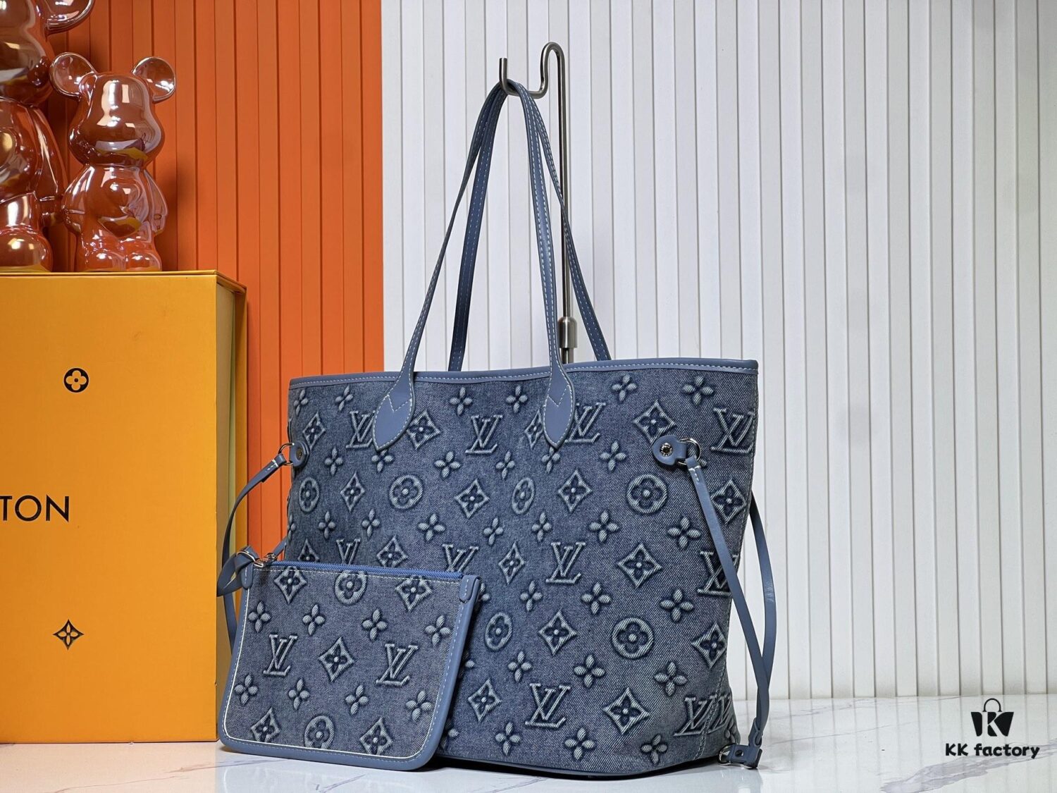 Upgraded Original M40995 Embossed Denim Neverfull Tote Bag💋💋Louis Vuitton New Version of the Iconic Handbag