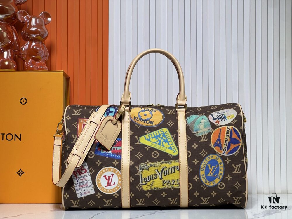 M14736 Keepall Bandoulière 45 Travel Bag in Monogram Dune Fabric