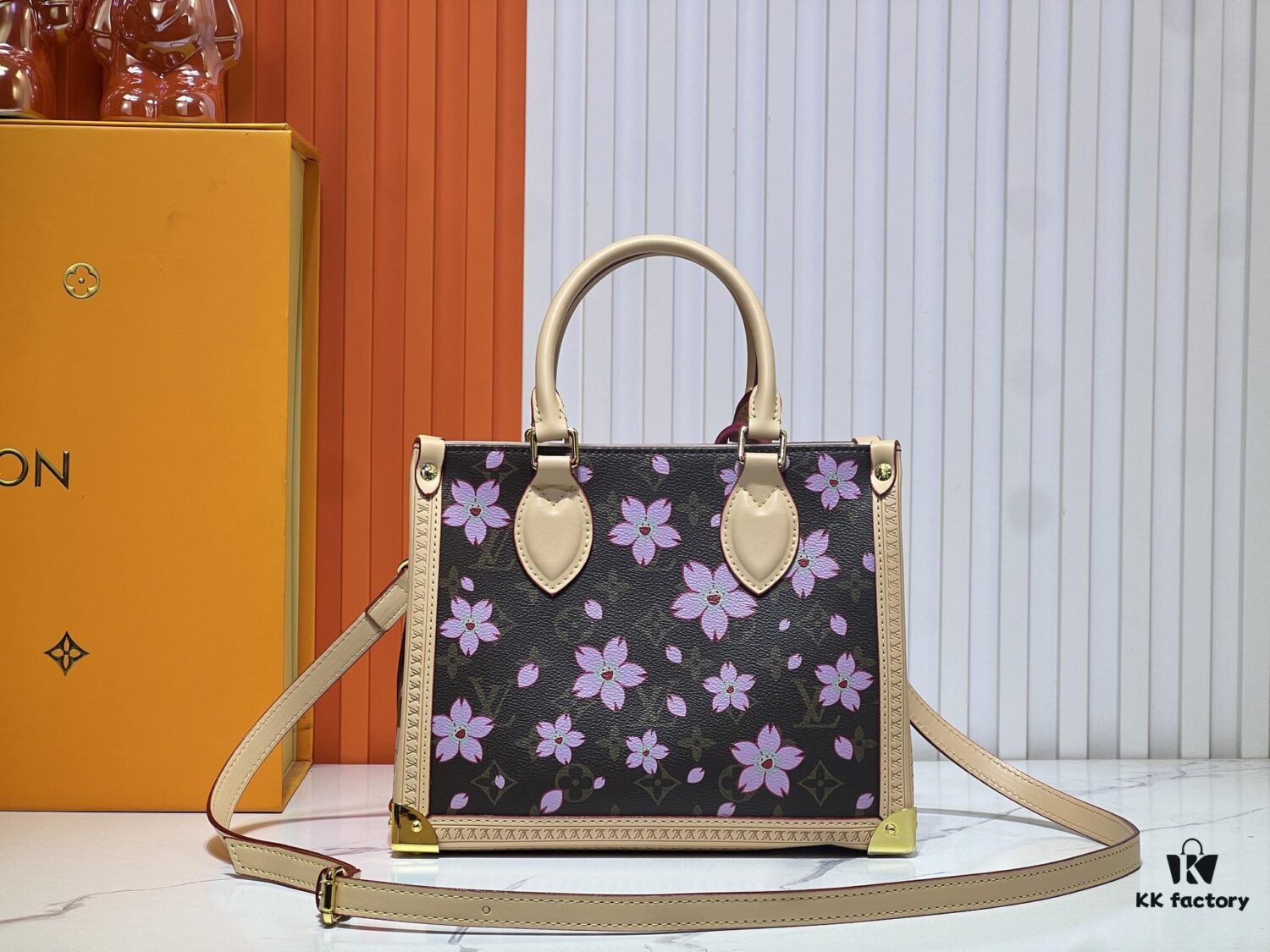 Upgraded Original M13079 Cherry Blossom Louis Vuitton x Takashi Murakami Reissue Collection OnTheGo Medium Tote Bag