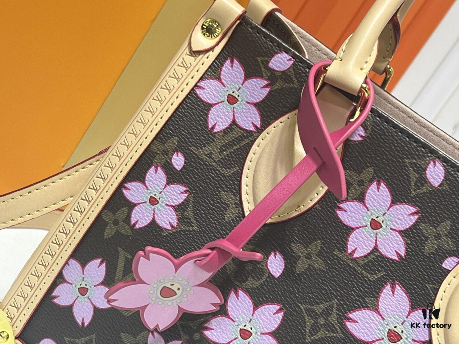 Upgraded Original M13079 Cherry Blossom Louis Vuitton x Takashi Murakami Reissue Collection OnTheGo Medium Tote Bag