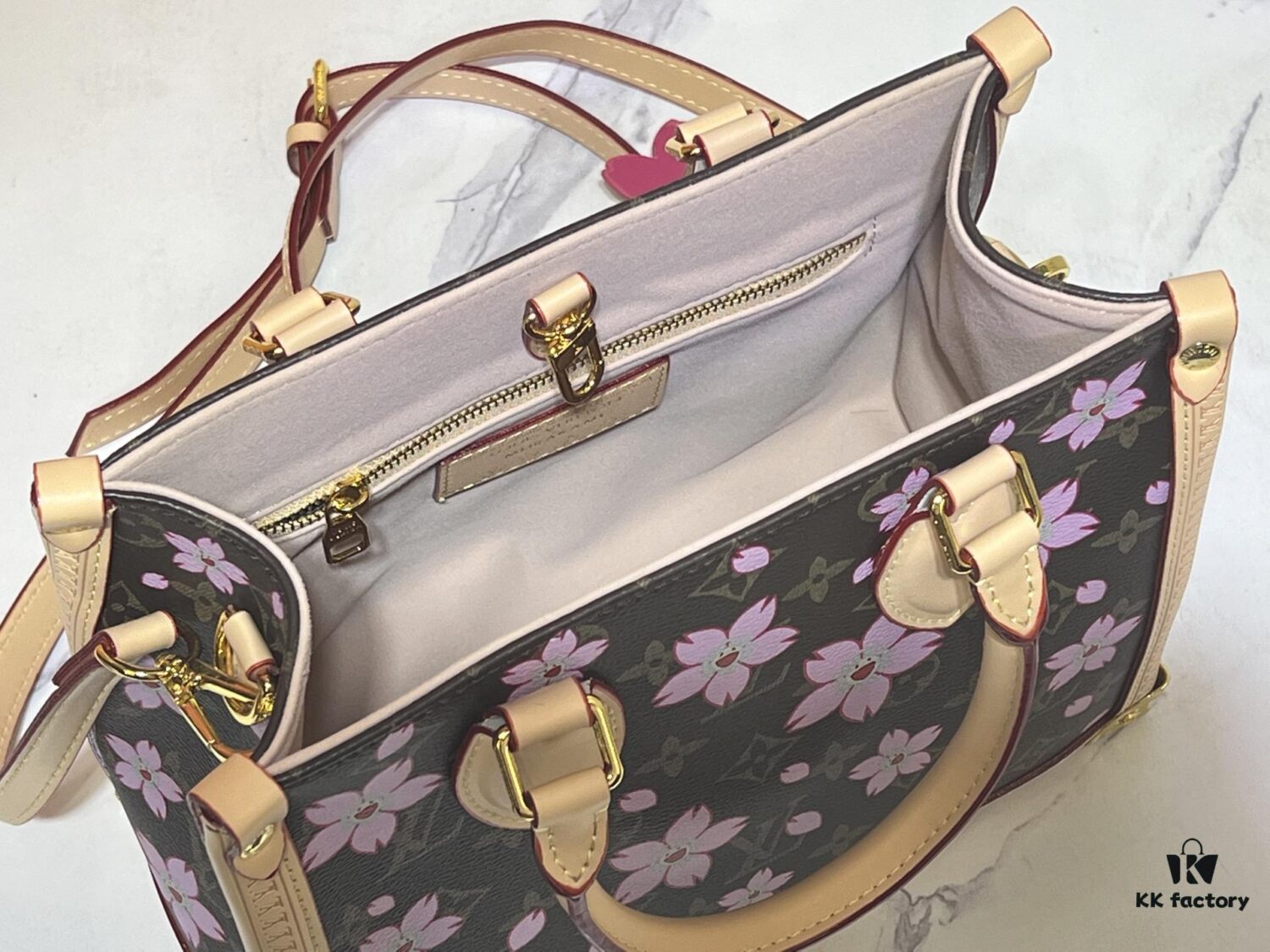 Upgraded Original M13079 Cherry Blossom Louis Vuitton x Takashi Murakami Reissue Collection OnTheGo Medium Tote Bag