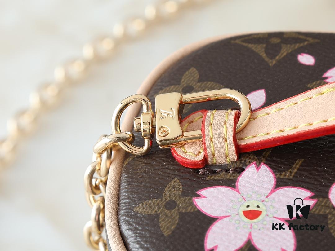 Upgraded Original M42265 M14181 M44495 M44936 M42263 Nice Cosmetic Pouch Made of Monogram Coated Canvas with Rounded Silhouette Inspired by Trunk Design, Cherry Blossom Pattern Exudes the Joyful Spirit of Louis Vuitton x Takashi Murakami Reimagined Collection, Cowhide Leather Handle Highlights Exquisite Craftsmanship, Double Zipper Closure Securely Stores Daily Essentials