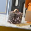Upgraded Original M14181 M44495 Nice Mini Cosmetic Case Made of Monogram Coated Canvas with Rounded Silhouette and Cherry Blossom Pattern from the Louis Vuitton x Takashi Murakami Reimagined Collection, Featuring Cowhide Leather Handle and Double Zipper Closure