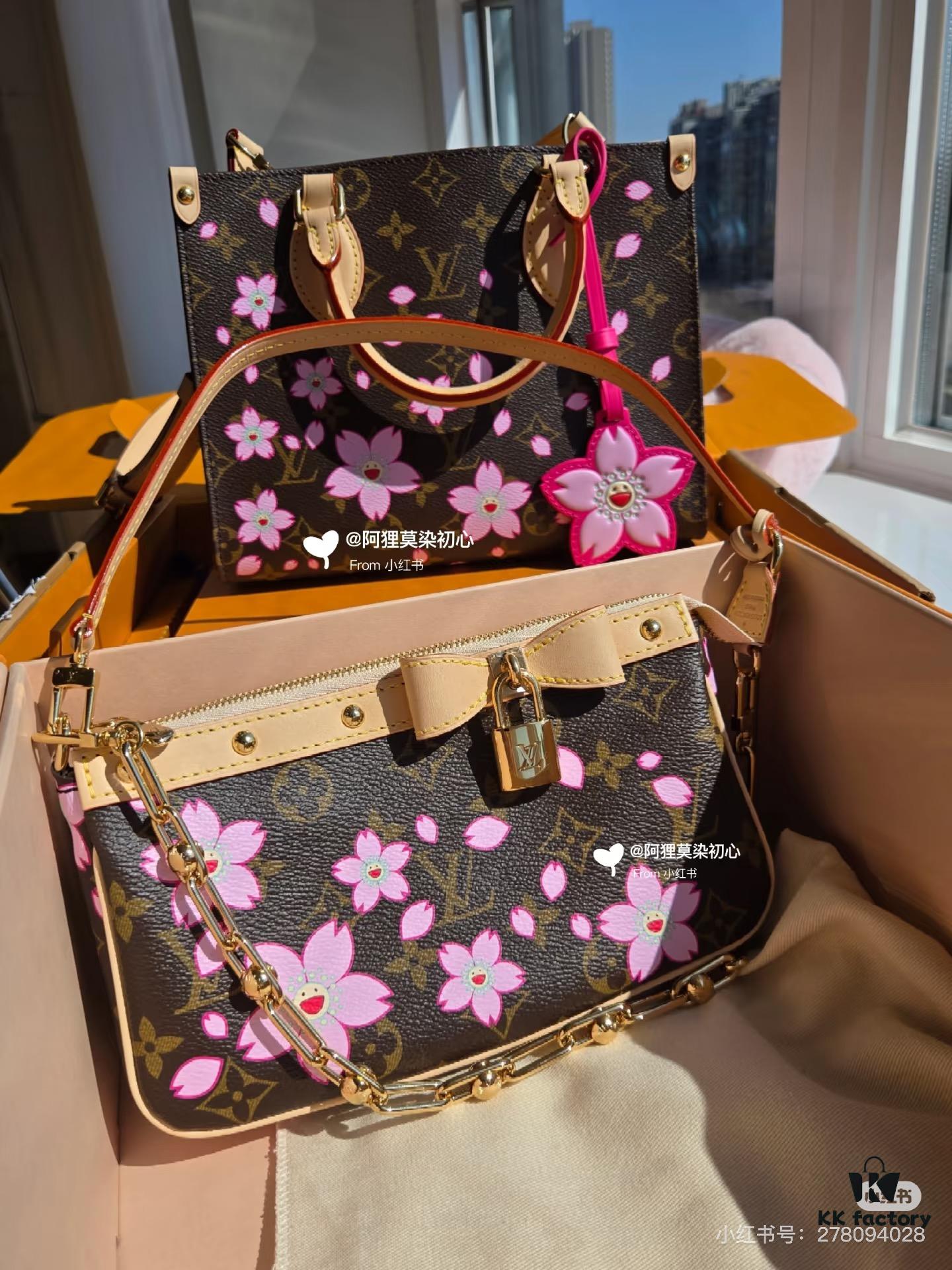 M13666 Pochette Accessoires Bag in Monogram Canvas with Cherry Blossom Pattern