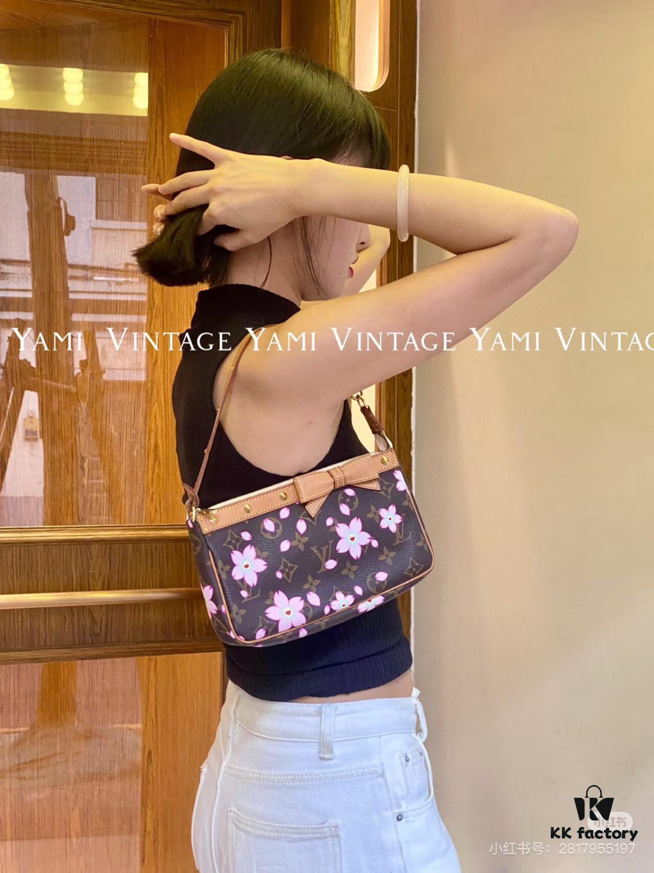 M13666 Pochette Accessoires Bag in Monogram Canvas with Cherry Blossom Pattern