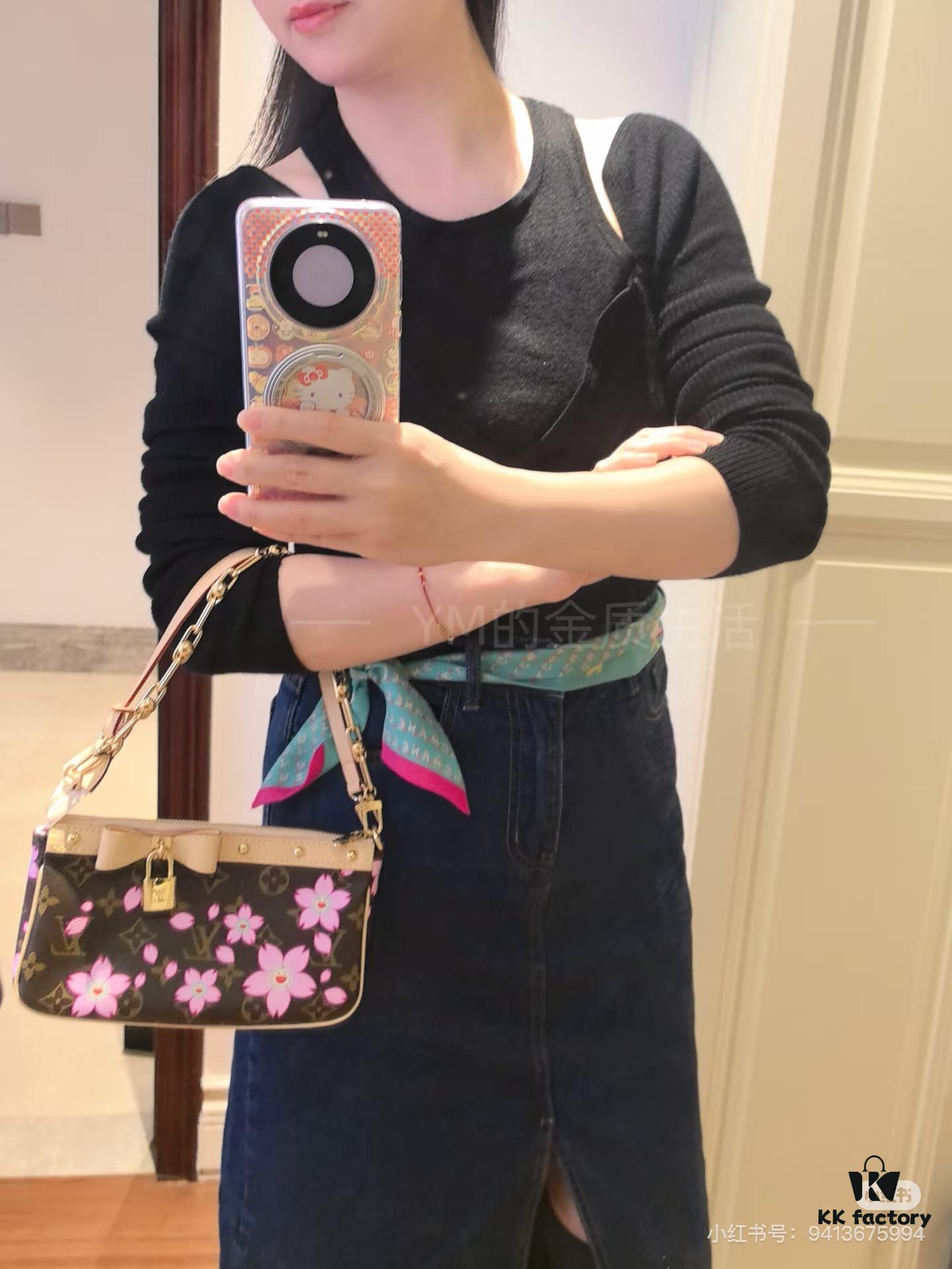 M13666 Pochette Accessoires Bag in Monogram Canvas with Cherry Blossom Pattern