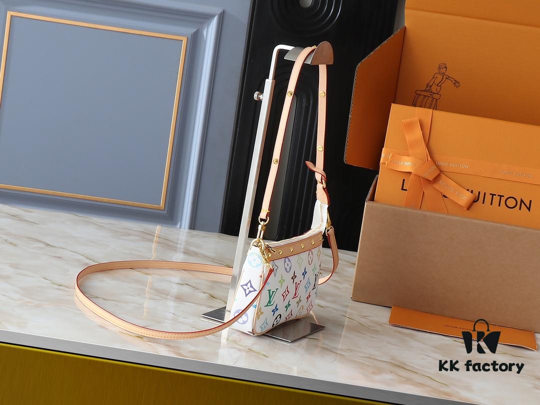 Upgraded Original M13663 M13404 M13440 M92649 Pochette Accessoires Bag in Coated Canvas with Vibrant Monogram Pattern