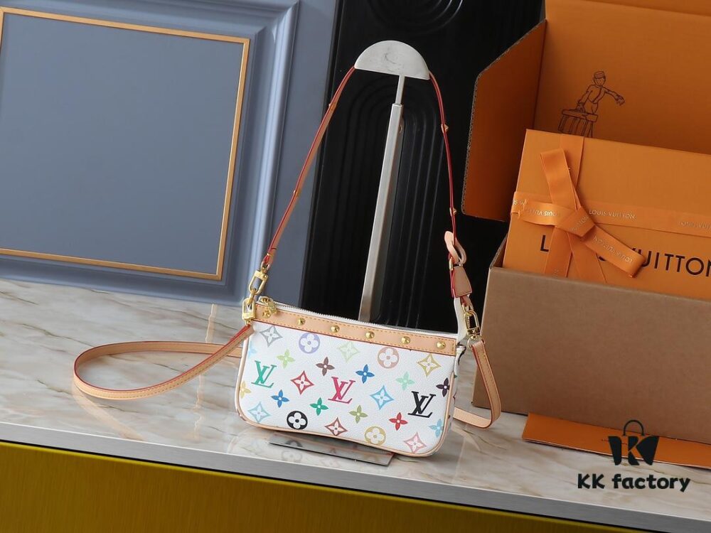 Upgraded Original M13663 M13404 M13440 M92649 Pochette Accessoires Bag in Coated Canvas with Vibrant Monogram Pattern