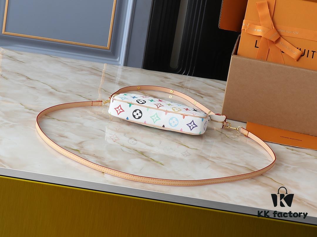 Upgraded Original M13663 M13404 M13440 M92649 Pochette Accessoires Bag in Coated Canvas with Vibrant Monogram Pattern