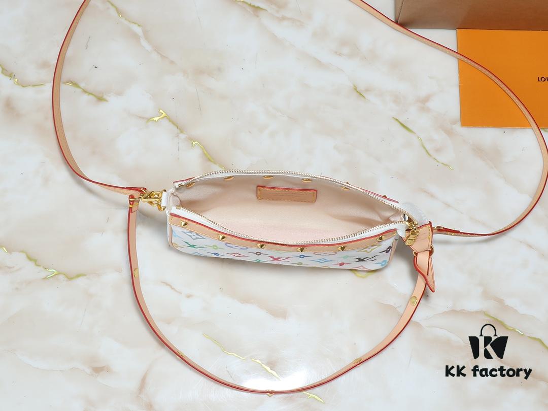 Upgraded Original M13663 M13404 M13440 M92649 Pochette Accessoires Bag in Coated Canvas with Vibrant Monogram Pattern