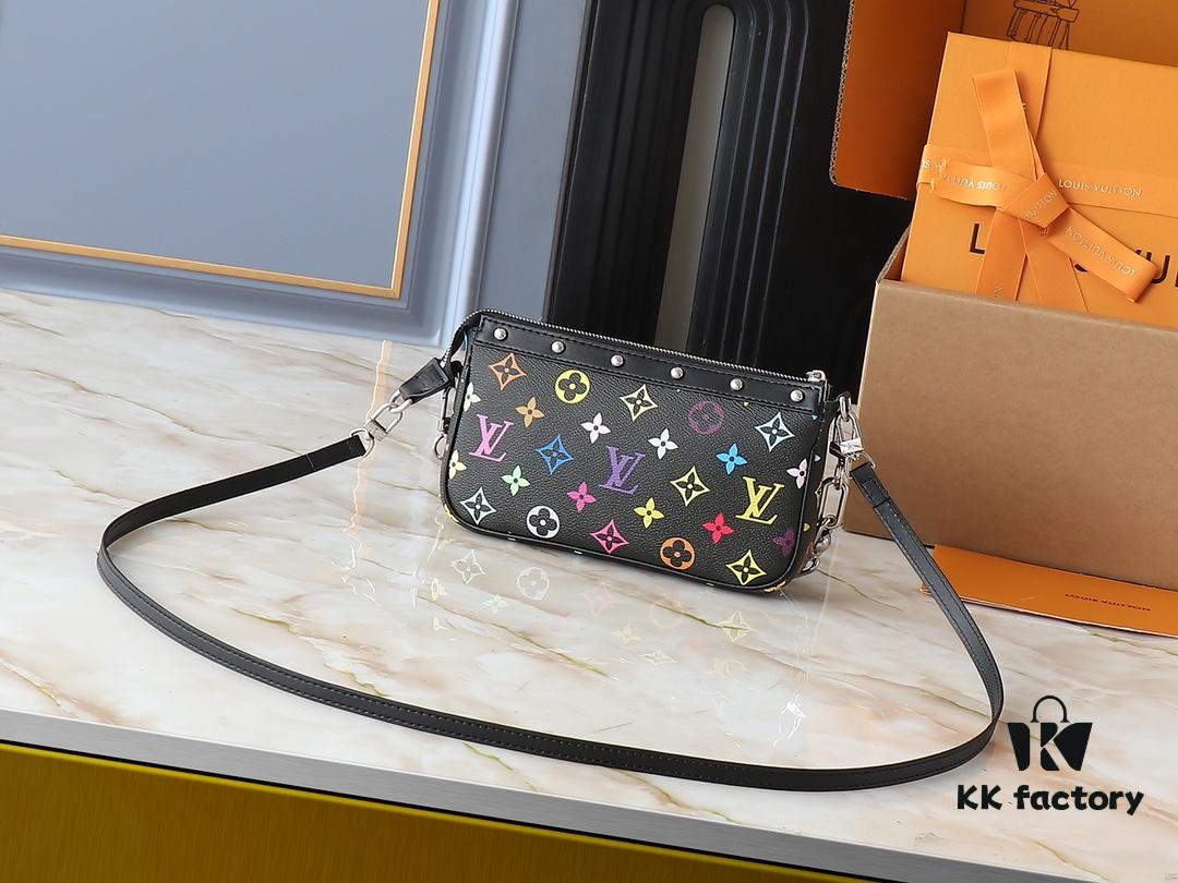 Upgraded Original M13663 M13404 M13440 M92649 Pochette Accessoires Bag in Coated Canvas with Vibrant Monogram Pattern