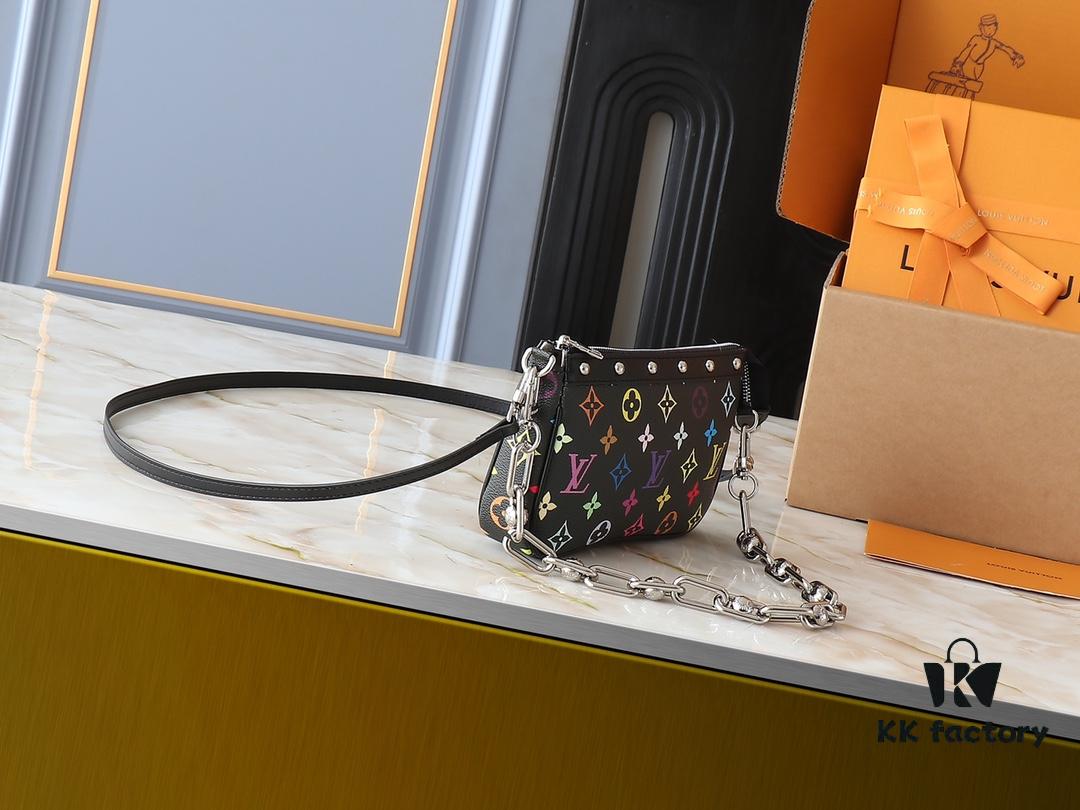 Upgraded Original M13663 M13404 M13440 M92649 Pochette Accessoires Bag in Coated Canvas with Vibrant Monogram Pattern