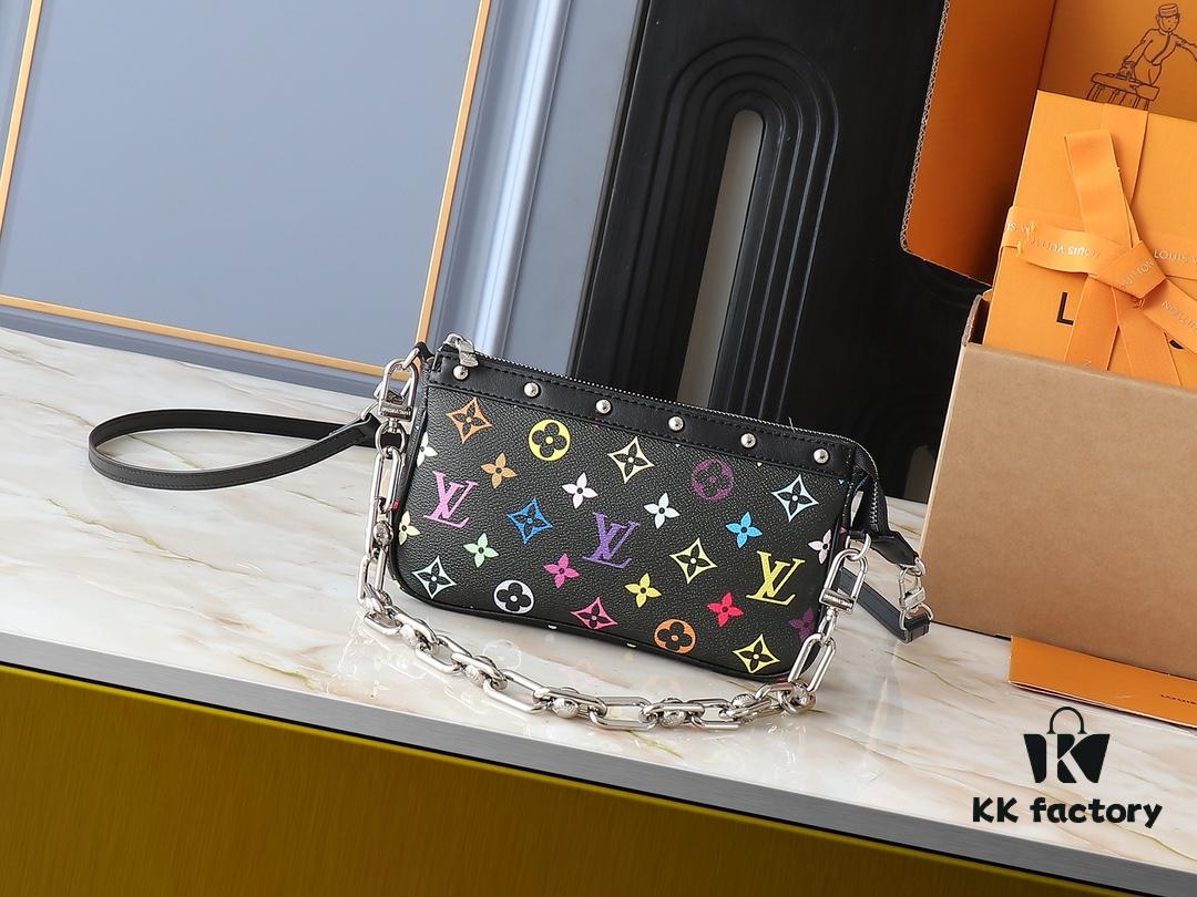 Upgraded Original M13663 M13404 M13440 M92649 Pochette Accessoires Bag in Coated Canvas with Vibrant Monogram Pattern