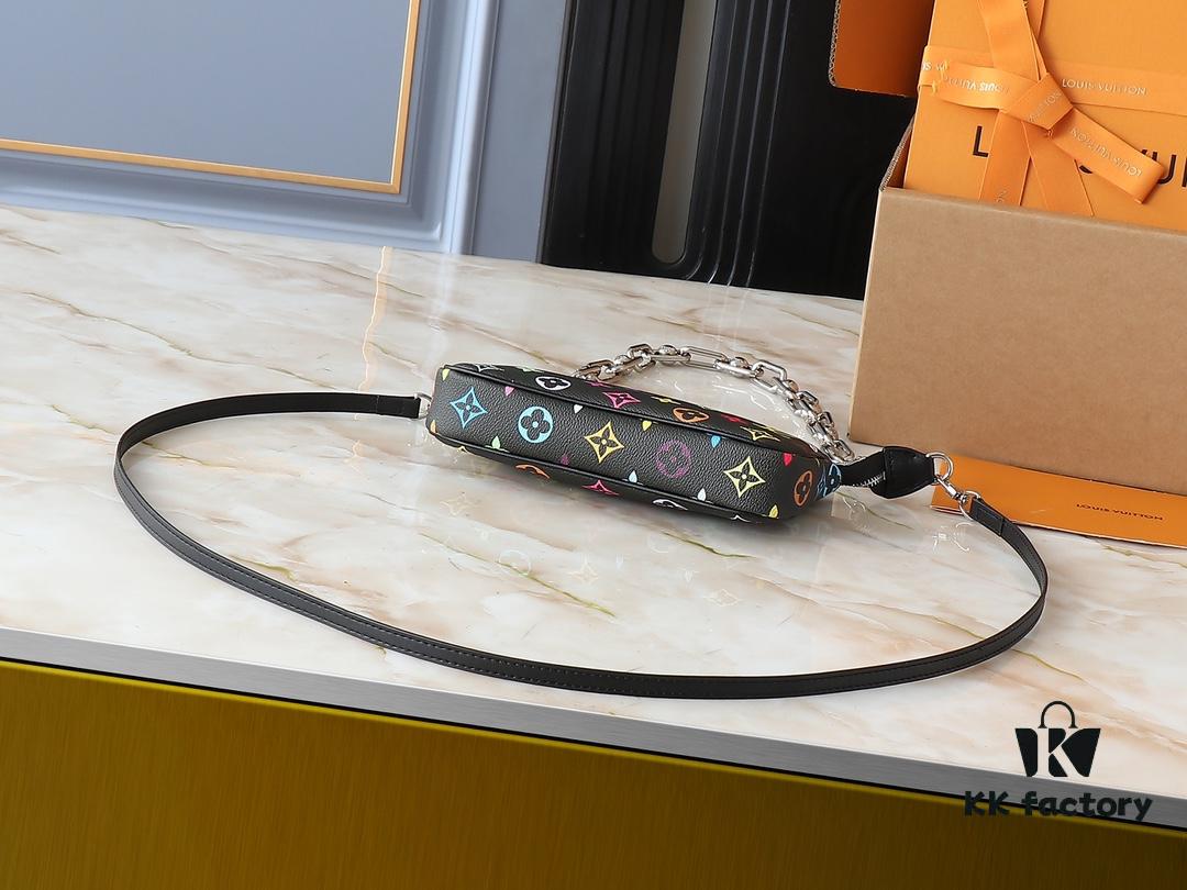 Upgraded Original M13663 M13404 M13440 M92649 Pochette Accessoires Bag in Coated Canvas with Vibrant Monogram Pattern