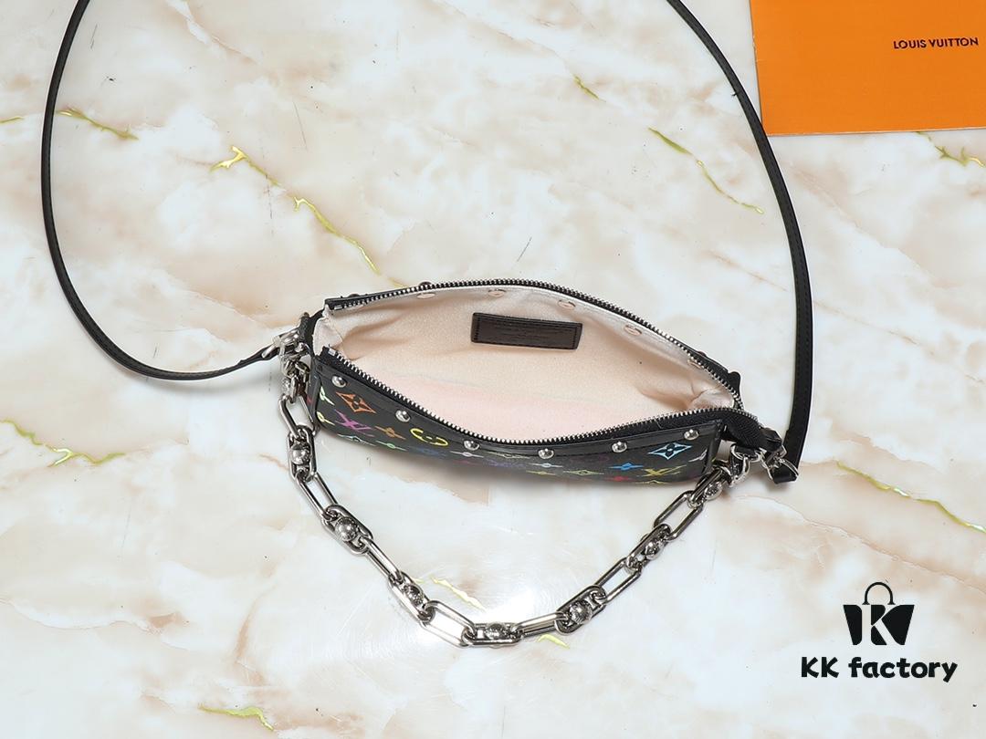 Upgraded Original M13663 M13404 M13440 M92649 Pochette Accessoires Bag in Coated Canvas with Vibrant Monogram Pattern