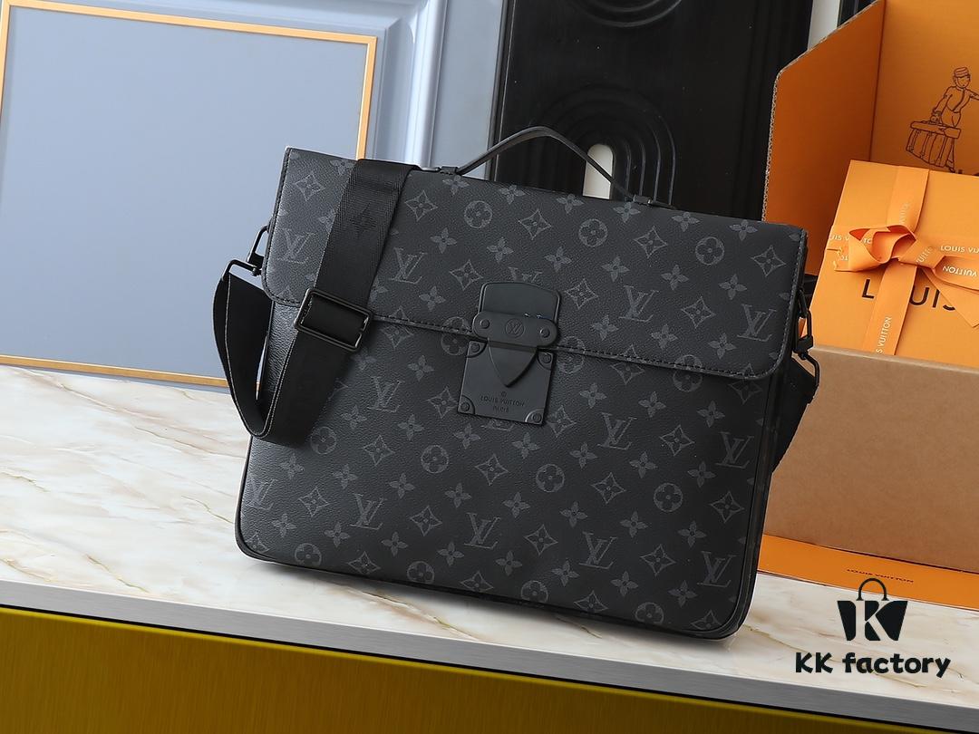 Upgraded Original Version [M20835 Embossed Black Flower Vintage Flower] S-Lock Briefcase in Taurillon Monogram Leather