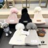 Dior Women's Knit Hat with Genuine Fox Fur Pom-Pom, Winter Thermal Insulated Ear-Protecting Beanie