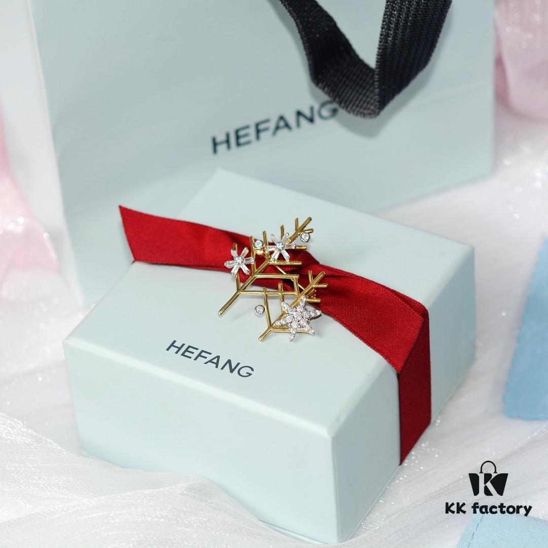 HEFANG Jewelry Snow Tree Brooch, 925 Sterling Silver, Inspired by Snow-Covered Trees in Winter