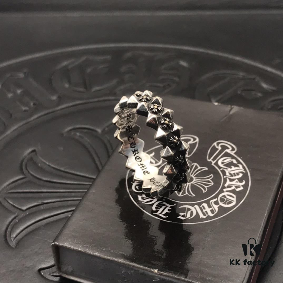 High-End Chrome Hearts Rivet Cross Ring