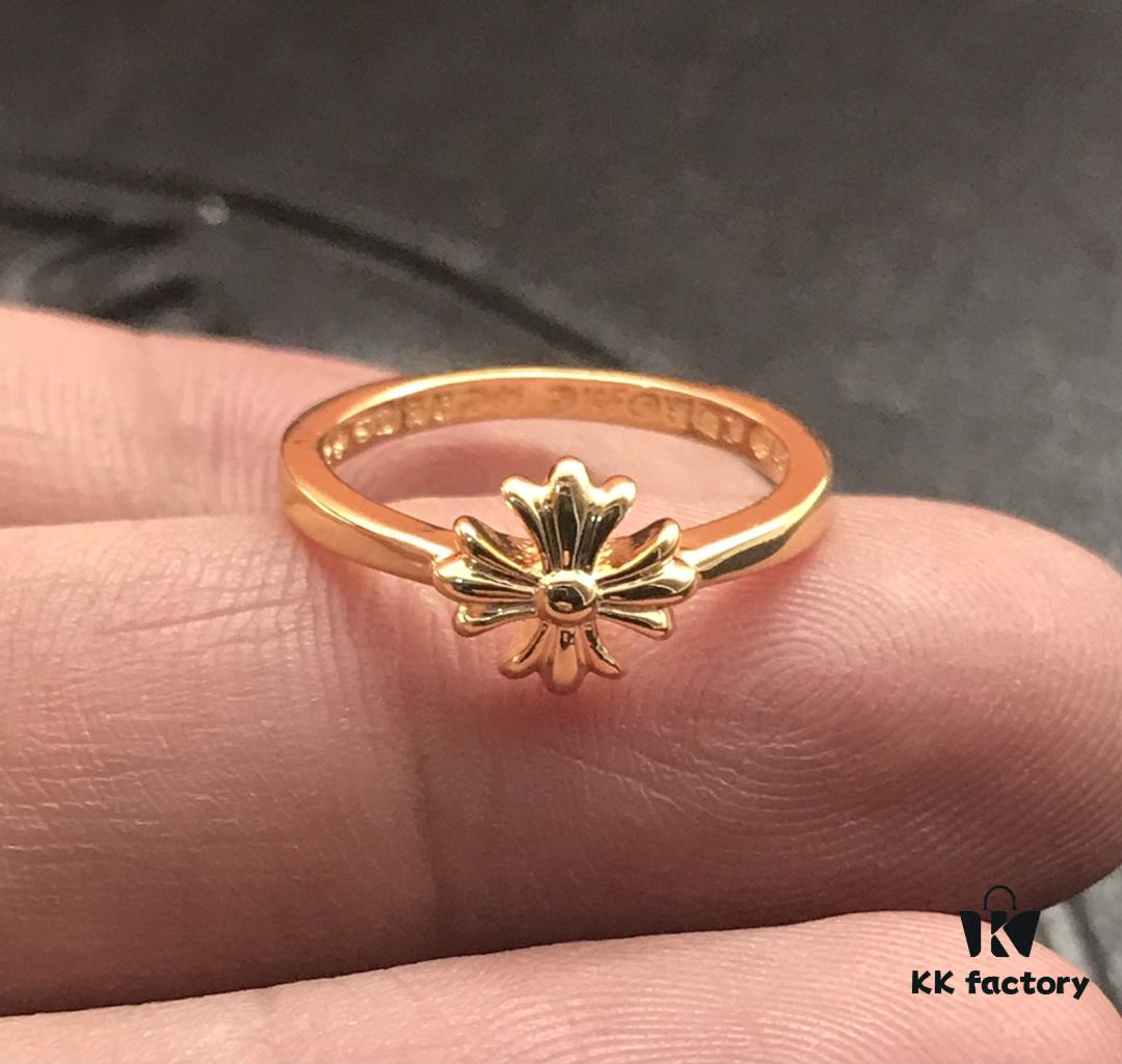 High-End Version Croxx 22K Square Cross Minimalist Ring