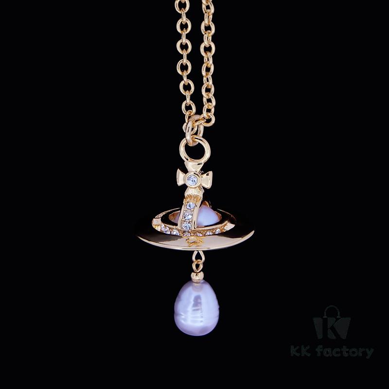 Barocco Layered Chain Necklace with Gold and Purple Beads