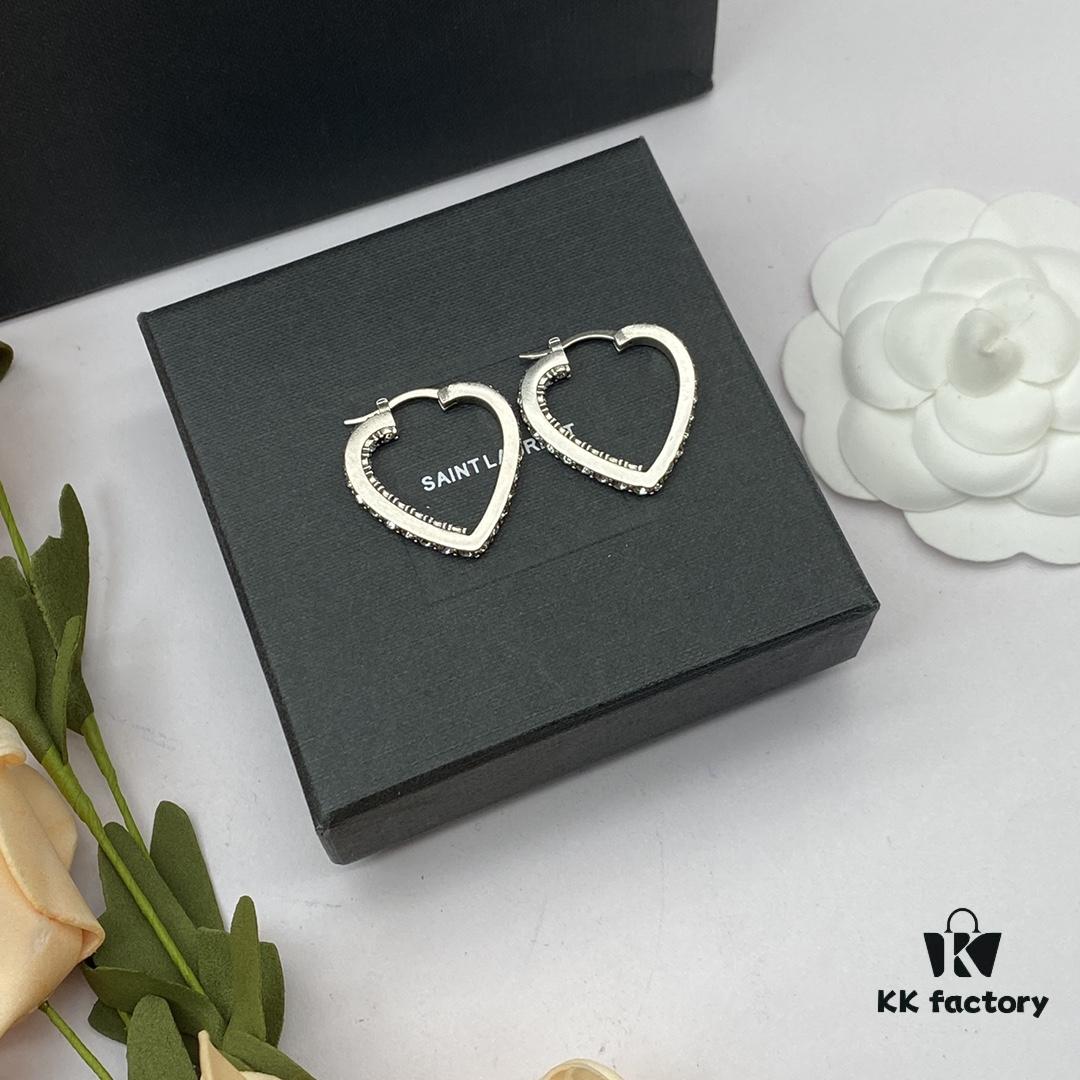 Saint Laurent YSL New Heart Stud Earrings