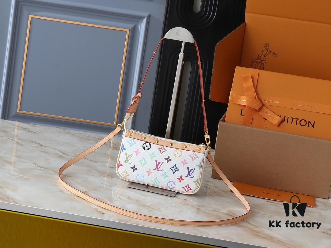 Upgraded Original M13663 M13404 M13440 M92649 Pochette Accessoires Bag in Coated Canvas with Vibrant Monogram Pattern