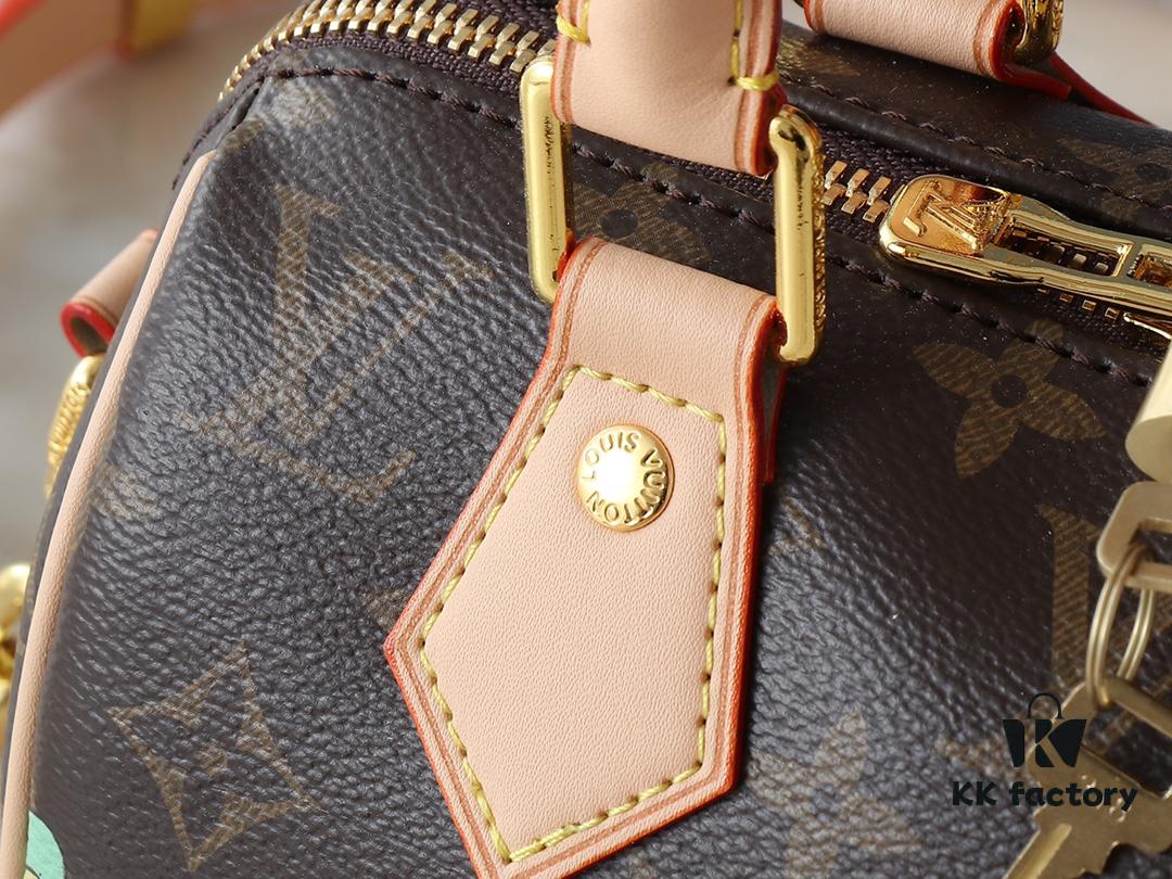 Upgraded Original 🔥Authentic Hardware and Straps🔥 M14175 M46234 This Speedy Bandoulière 20 Handbag combines Monogram canvas with cowhide leather trims, expressing a fashionable flair through the vibrant elements of the Louis Vuitton x Takashi Murakami Re-Edition collection. The front and back reimagine the Monogram flower pattern based on Murakami's 'Superflat' art concept. A striking padlock adorns the zip closure, while Toron handles and a detachable, adjustable chain strap ensure comfortable carrying. Dimensions: 20.5 x 13.5 x 12.0 cm (L x H x W)