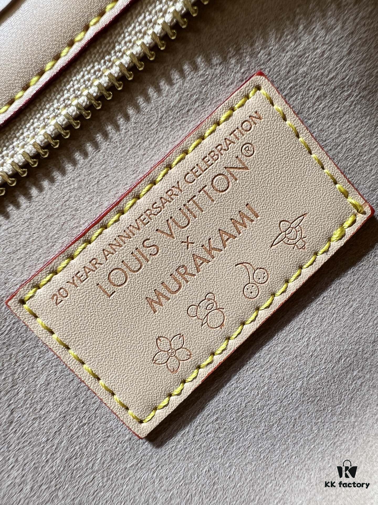 M46705 NEVERFULL BB Bag in White with Tricolor Design, Collaborated with Takashi Murakami