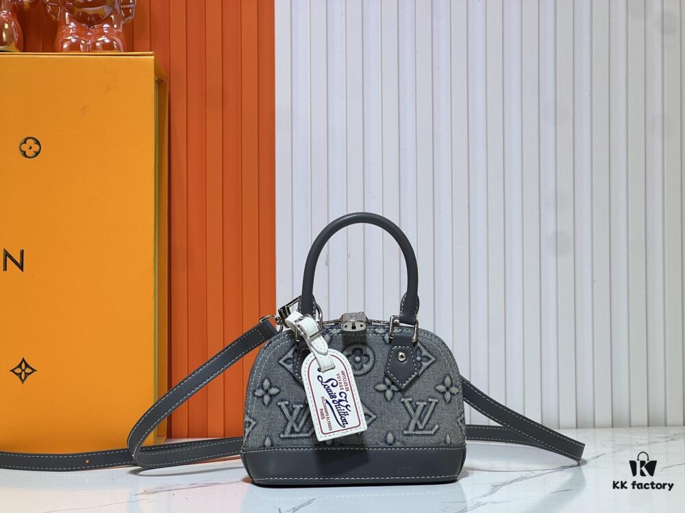 Upgraded Original Embossed Denim [Alma Nano Shell Handbag] M82717 Mini Shell Bag Series New Launch Nano Alma Bag