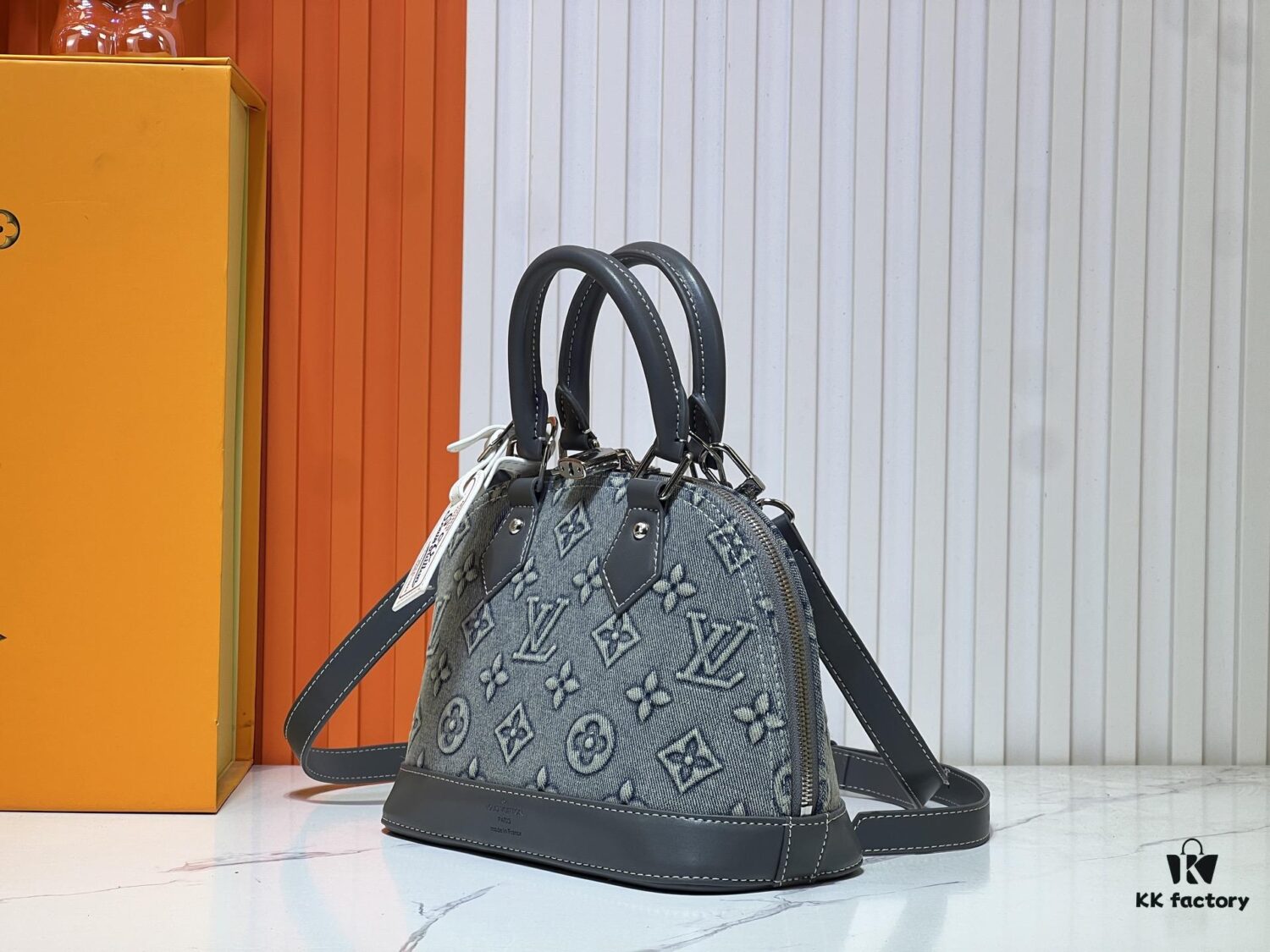 Upgraded Embossed Denim M53152 This Charming Alma BB Handbag Originates from Louis Vuitton's Classic 1934 Design