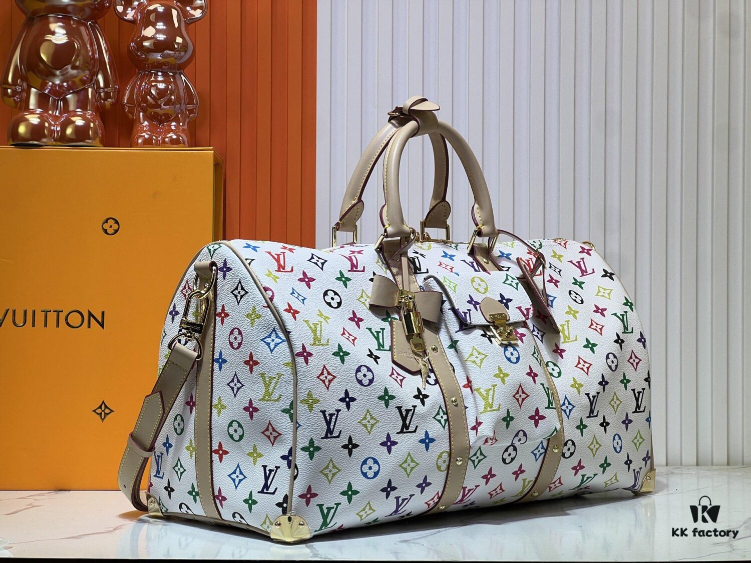 M13742 White Color Black Color Travel Bag Keepall Bandoulière 45