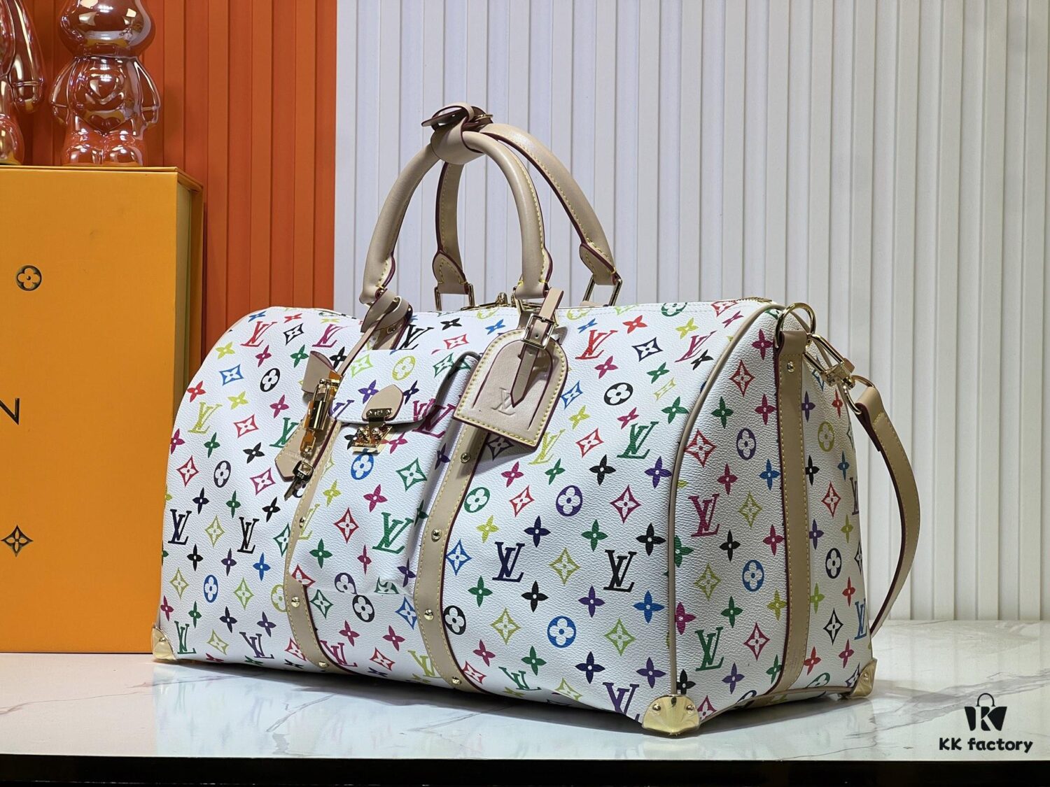 M13742 White Color Black Color Travel Bag Keepall Bandoulière 45