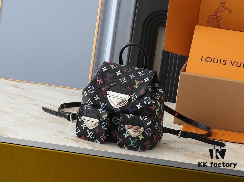 Upgraded Original M13081 M46836 This Venice Backpack Crafted from Coated Canvas with Vivid Hues by Japanese Artist Takashi Murakami Depicting the Monogram Pattern, Showcasing the Playful Spirit of the Louis Vuitton x Takashi Murakami Reissue Collection