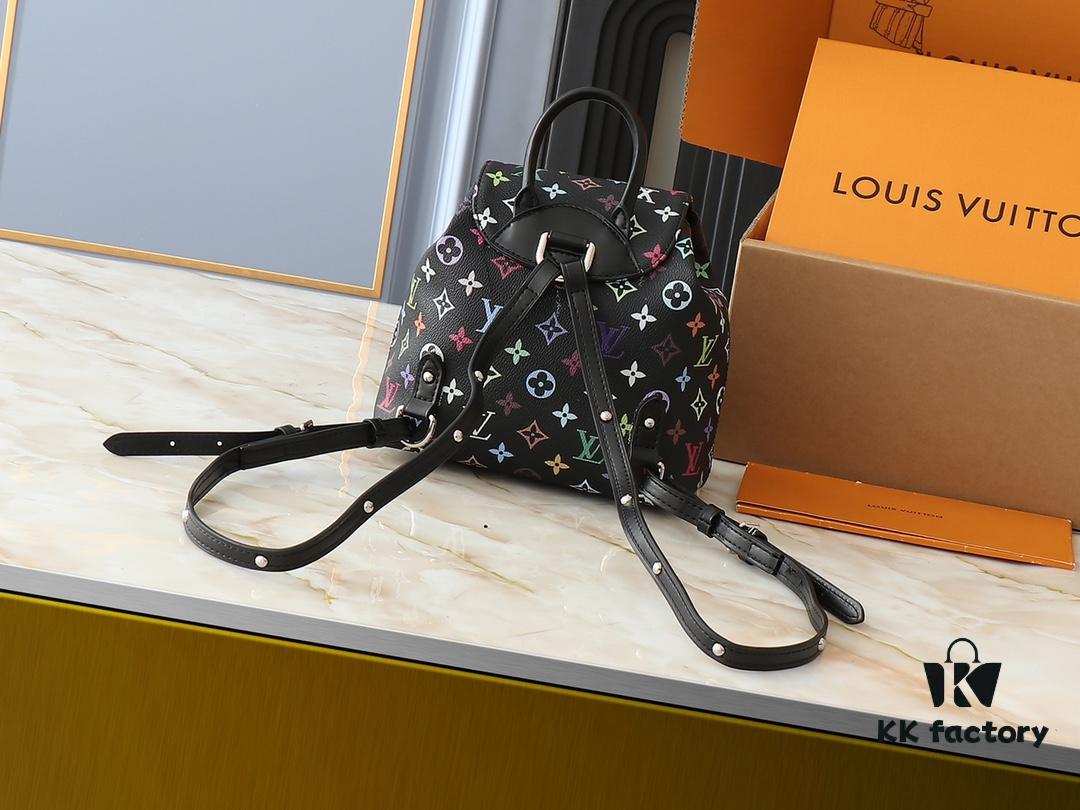 Upgraded Original M13081 M46836 This Venice Backpack Crafted from Coated Canvas with Vivid Hues by Japanese Artist Takashi Murakami Depicting the Monogram Pattern, Showcasing the Playful Spirit of the Louis Vuitton x Takashi Murakami Reissue Collection