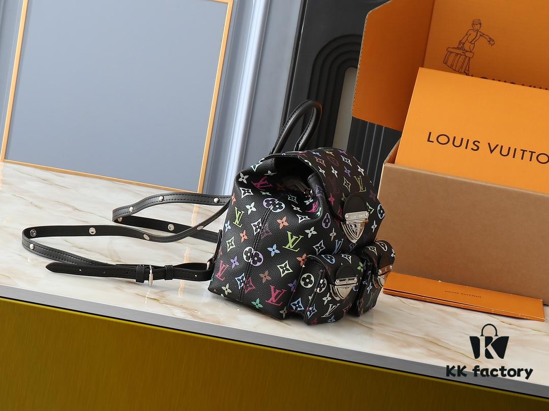 Upgraded Original M13081 M46836 This Venice Backpack Crafted from Coated Canvas with Vivid Hues by Japanese Artist Takashi Murakami Depicting the Monogram Pattern, Showcasing the Playful Spirit of the Louis Vuitton x Takashi Murakami Reissue Collection